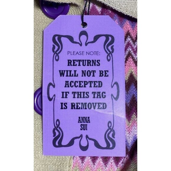 Anna Sui Womens Multicolor Chevron Knit Sleeveless Midi Collared Dress Sz M - Picture 4 of 8